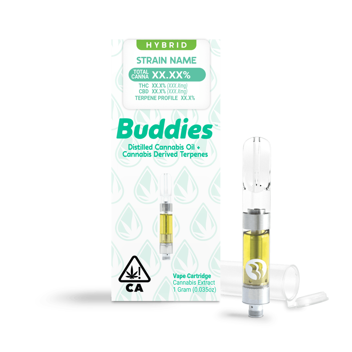 Buddies Brand 1g Distillate + CDT Cartridge LARRY BIRD KUSH